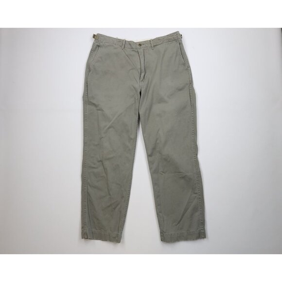 Vtg 90s Ralph Lauren Mens 36x30 Military Surplus Wide Leg Pants Trousers Green - Picture 1 of 14